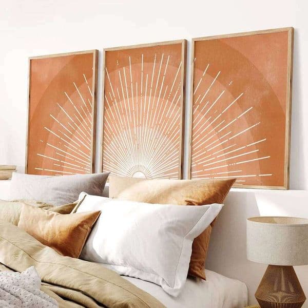3PCS Bohemia Sun Print Mid Century Modern Terracotta Wall Art Minimalist Poster Canvas Prints Room Decoration Home Decor 26L0505
