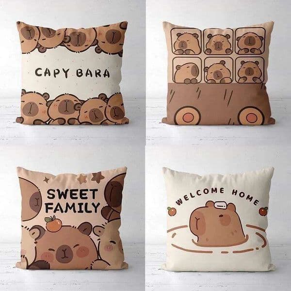 Cute Kapibara Capybara Cartoon Two-dimensional Pillowcase Children's Bedroom Sofa Cushion Nap Pillow Cover 26W0506