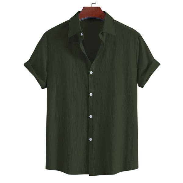 mens short-sleeved lapel shirt summer fashion solid color outdoor youth pure cotton top versatile casual comfortable 260506