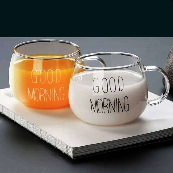 1pc Coffee Tea Mug 350ml Letter Printed Transparent Creative Drinks Dessert Milk Cup Glass Mugs Handle Drinkware 26L0506