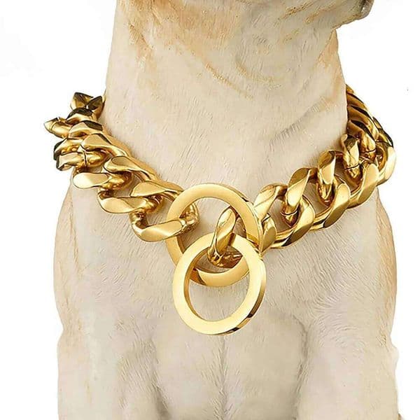 Heavy Duty 19mm Stainless Steel Choke Chain Collar Pet Necklace Sliver 18K Gold Dog Cuban Link for Pit Bull Mastiff Bulldog 26H0506