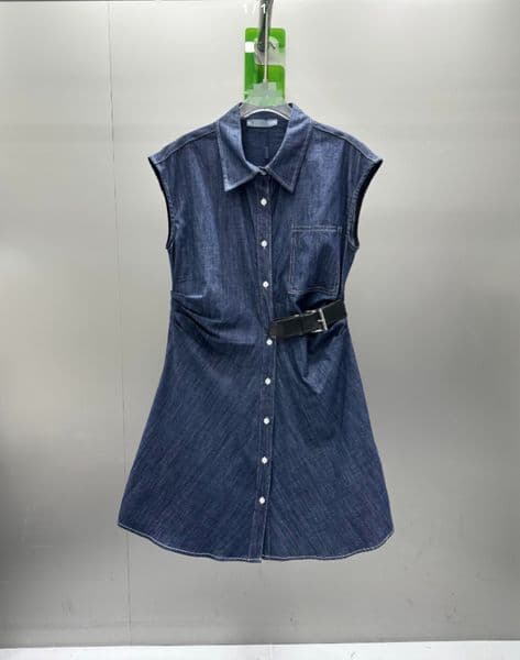 26 women's denim dress simple and exquisite dress with pleated waist design 503