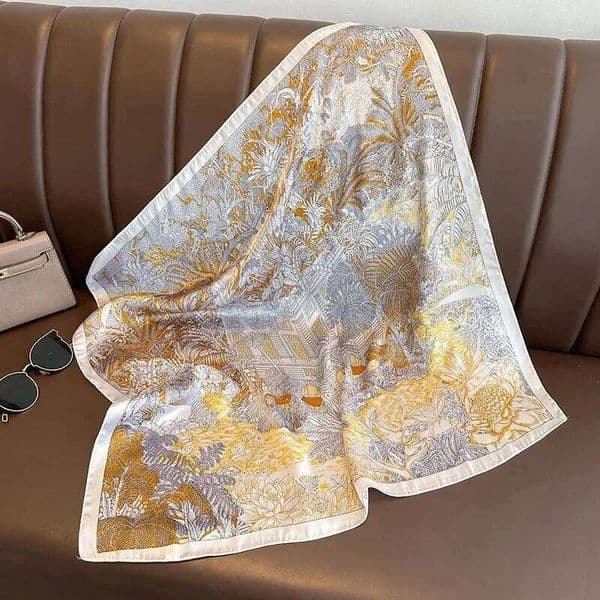 Luxury Silk Feeling Square Scarf Women Print Satin Neckerchief Spring Hair Band Foulard Bandana Echarpe Tie Shawl Wraps 26Y0504