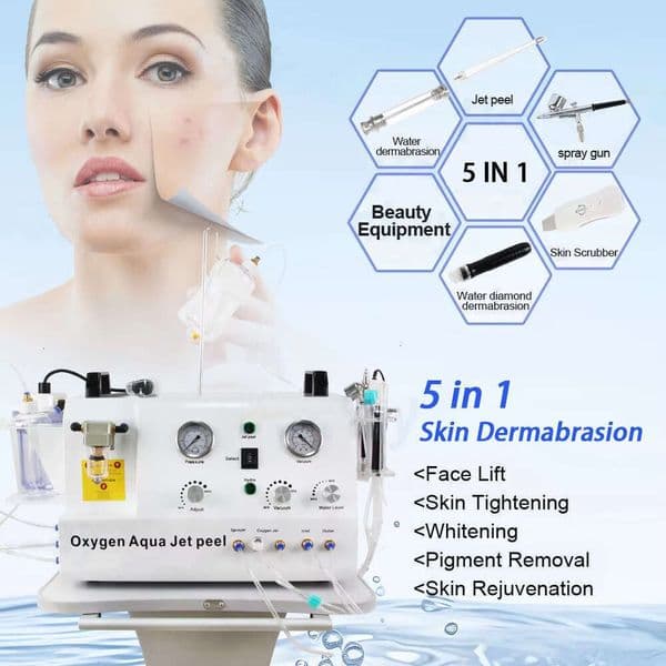 Factory Price 5 In 1 Hydra Water Diamond Dermabrasion High Pressure Oxygen Jet Peeling Facial Management Deep Cleansing Blackhead Remove Machine