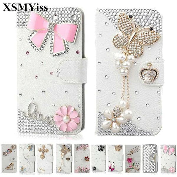 XSMYiss Fashion Bling Diamond Rhinestone Leather Flip Wallet Cover Phone Case For Iphone 16 15 14 13 12 11 Pro Max XR 17 16ProT260506