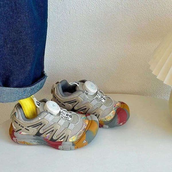 2026New Kids Sports Rotating Button Children Running Shoes Soft Bottom Brand Boys Girls Casual Sneakers Handsome Non-slip 26H0506