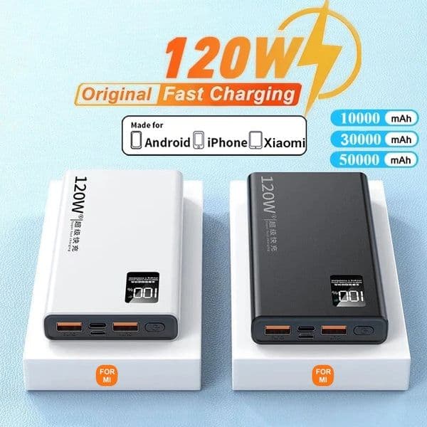 For Original 50000mAh Powerbank External Spare Battery Portable Charger Super Fast Charging For iPhone Power Bank 260427