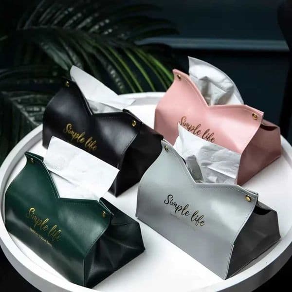 New Modern Leather Tissue Case Container Paper Towel Box Napkin Holder Large Storage Car Tissue Box Home Living Room DecorationJ260506