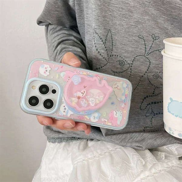 Cute Dolphin Shaking Bracket Magnetic Phone Case For 17 16 15 14 Pro Max Cover with Stand Holder Cases for 26Y0506