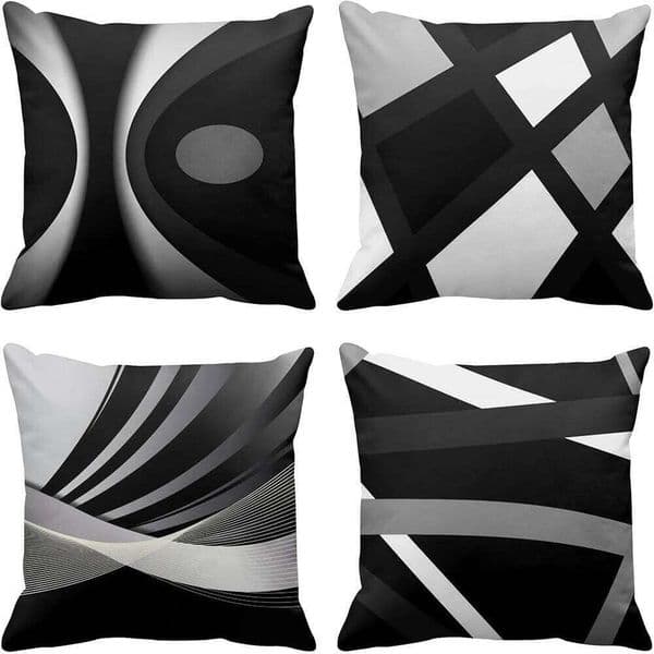 Black White Geometric Pattern Pillow Case Covers Set of 4 ,,sofa and chair cushion covers, home bedroom room decoration 26W0506