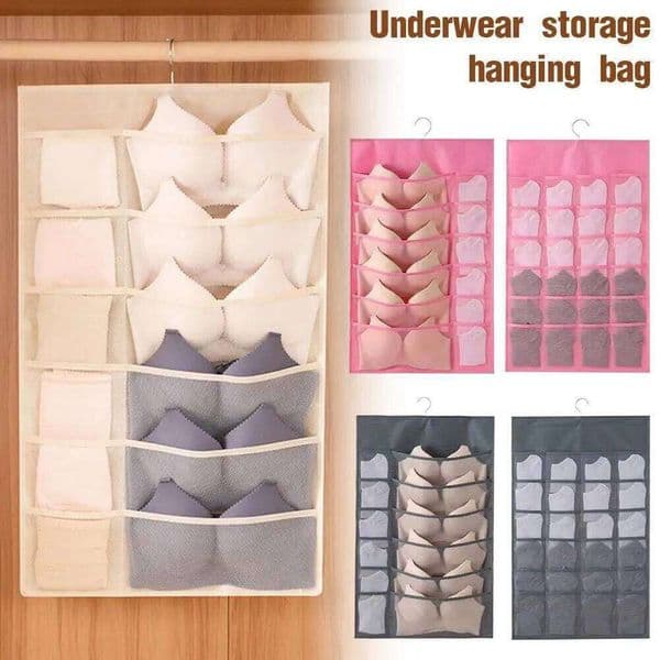 hang Double Sides Underwear Bra Foldable Home Wardrobe Clear Hanging Bag Tie Scarf Socks Storage Organizer 26Y0506