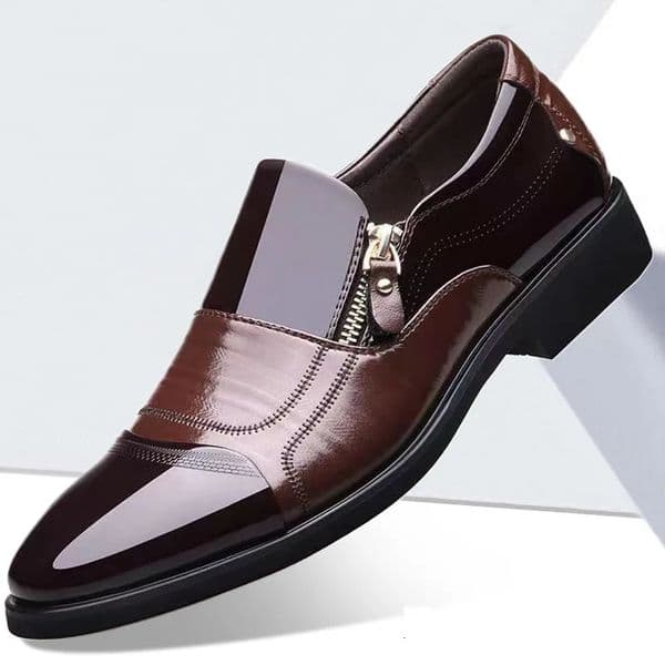 Mens Leather Shoes Sharp Pointed Outdoor Anti Slip Flat Fashion Business Zipper Footwear Casual Comfort Male Shoes 260506