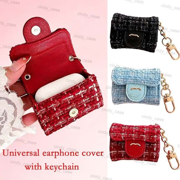 Protective Case for Airpods 4 Pro 3 2 1 Universal Earphone Cover Mini Bag with Keychain Designer Airpods Pro 3 Earphone Shell Chain Charm Headset Packet Hook