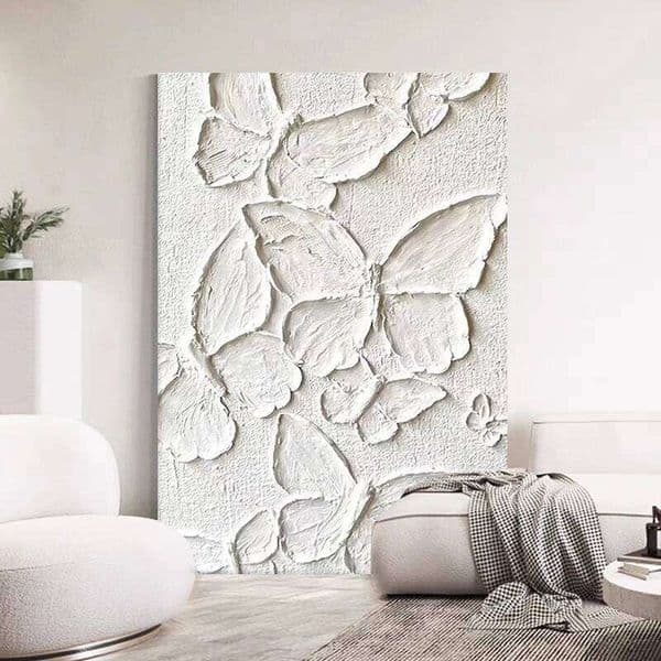 100% Hand-painted Butterfly Flowers Picture, Acrylic Knife Oil Paintings On Canvas, Bedroom Decor, Unframed Abstract Art Wall 26L0505