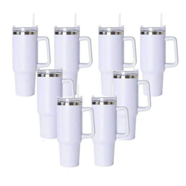 40OZ Sublimation Blank Tumbler Stainless Steel Mug Coffee Cup Vacuum Water Insulated Thermos Bottle With Lid Straw Handle 26L0506