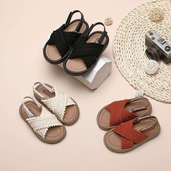 Girls Beach Ethnic Style Kids Casual Sandals Soft Sole Fashion Children Retro Princess Shoes 2026 Summer New 21-37 26Y0506