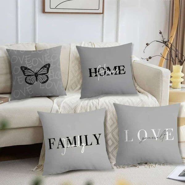 Grey Pillow Case with Home Family Love Motifs Office car sofa bed cushion cover home bedroom decoration 26W0506