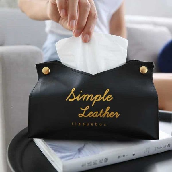 Simple Car PU Leather Tissue Box Case Retro Tissue Container Home Decoration Napkin Holder Desktop Paper Storage Box Pumping BoxJ260506