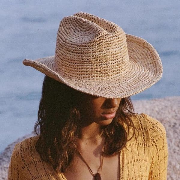 Handmade Raffia Straw Sun Hat for Women Wide Brim Crochet Cowboy Hat with Adjustable Velcro and Memory Wire Summer Beach Hat 260520