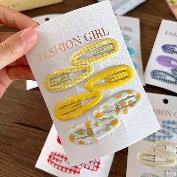 Children Hair Accessories Fruit Print Hairpins 6pcs Adorable Lace Enamel Clips for Girls Daily Hairstyles ddmythur
