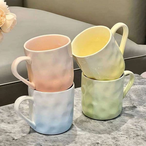 301-400ml Mug Gift Set Gradient Color Ceramic Cup Customizable Funny Home Thermal Coffee Water Cups with Holder 26L0506