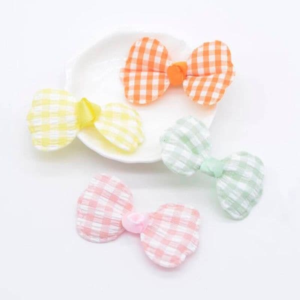10Pcs 58*32mm Padded Plaid Cloth Bow Tie for DIY Clothes Hat Patches Sewing Handmade Baby Headwear Hair Clips Decor Accessories ddmythur