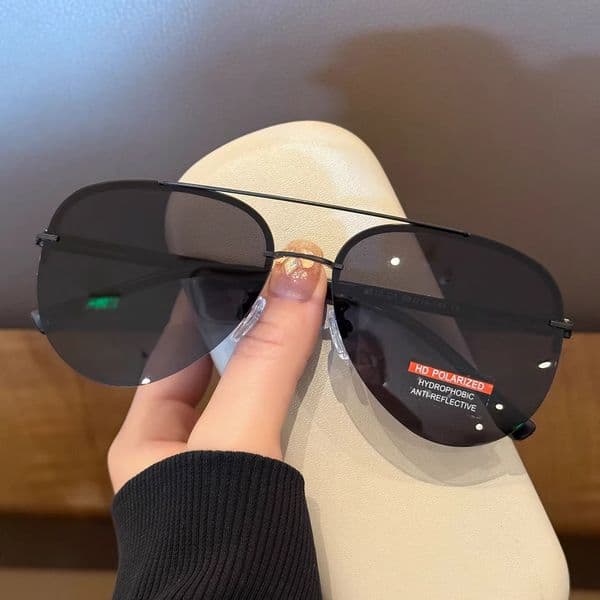 Free Shipping New Men's Polarized Sunglasses, Stylish Driving Sun Protection, Half-Frame Sunglasses For Men