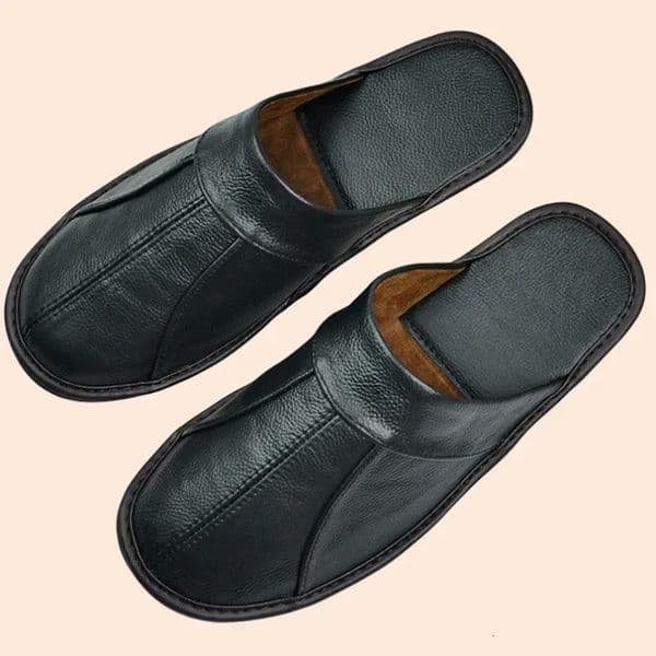 Genuine Cow Leather Slippers Homes in Indoor Slipper Spring Autumn Summer Men Women Elderly Non-slip Casual Single Slides Shoes 260506