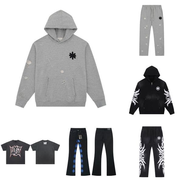 Lost Intricacy Designer Hooded Sweatshirt Retro Streetwear Skull Drill Zipper Cardigan Unisex Casual Fashion Tops men's T-shirt design washed high-quality shir