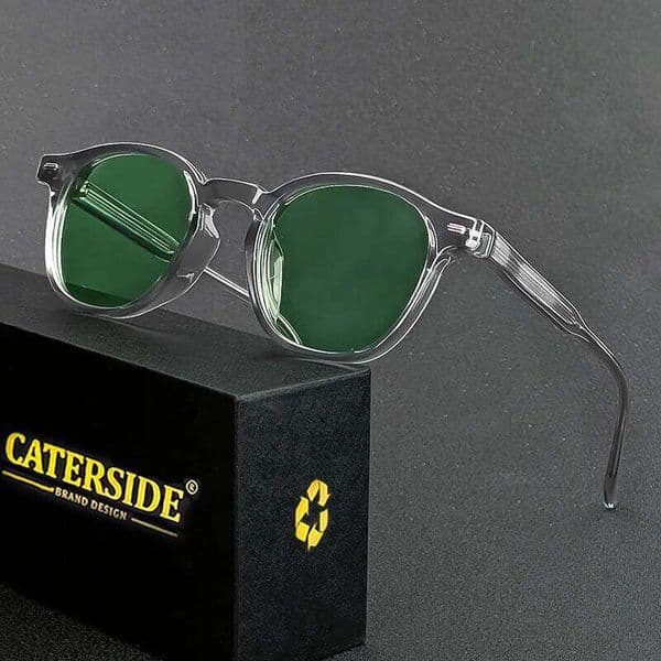 Caterside Polarized Round Sunglasses Men TR Frame Core Insert Leg Sun Glasses Women Set Retro Driving Fishing Punk Eyewear UV400 26W0505