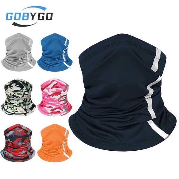 GOBYGO Cycling Face Mask Absorb Sweat Sun Protection Neck Cover Mask Breathable Elasticity Ice Silk Headscarf Bandana Men WomenT260506