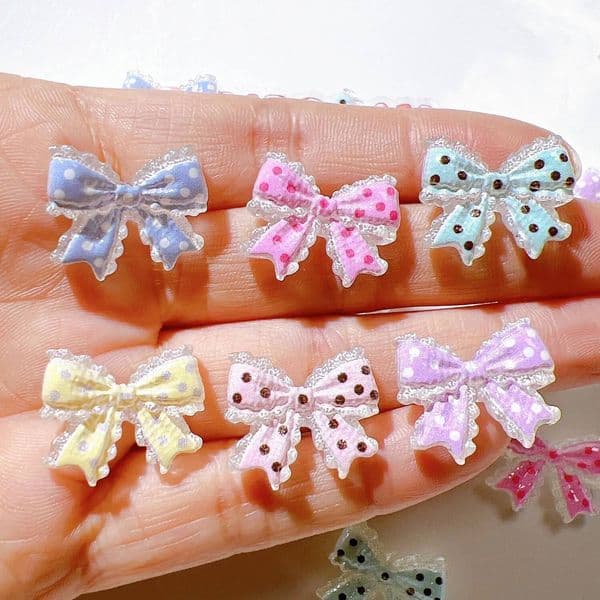WFFNNKC 10-20Pcs Small Dot Bowknot Charm Planar Resin Patch Handmade DIY Hairpin Earrings Neckalce Jewelry Making Accessories ddmythur