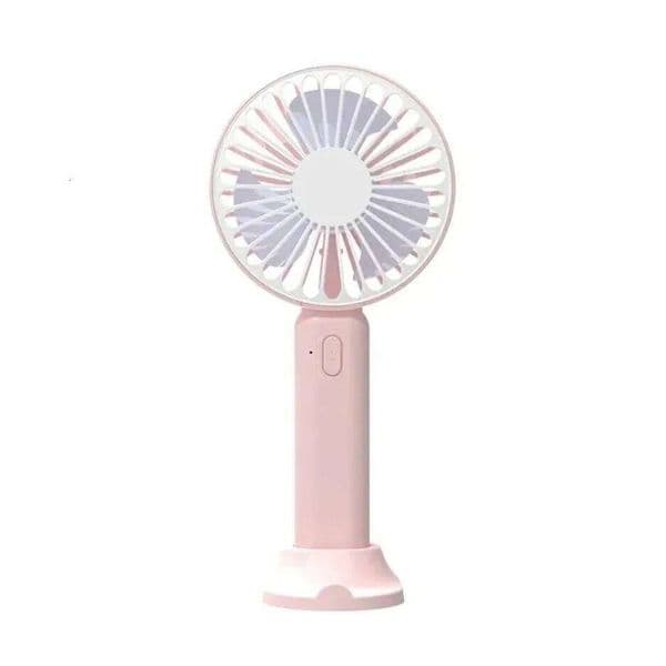 Portable USB Mini Handheld Small Fan Three Gear Winds Desktop Mobile Phone Holder with Base for Bedroom Dormitory Outdoor Travel