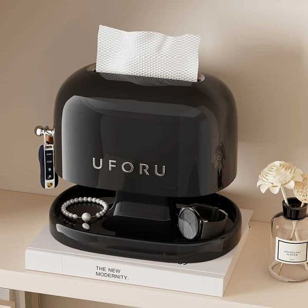 UFORU Tissue Box - Retro Napkin Organizer Creative Double-Layer Storage Box for Living Room Household Decorative Tissue HolderJ260506