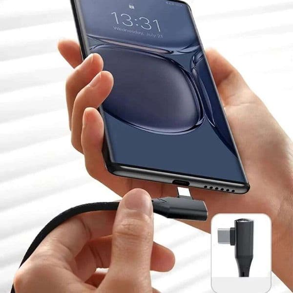 90 Degrees Elbow Data Cord USB A To Type C 120W Super Fast Charging for Samsung Xiaomi Hwawei Redmi General Cable