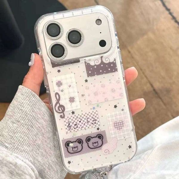 Korean Cute Musical Notation Bear Phone Case For 17 Air 16 Max 15 14 Plus 13 12 11 Pro Shockproof Silicone Back Cover 26Y0506