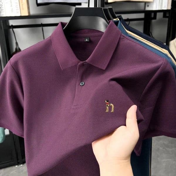 Men's Polos Designer Brand Pure Cotton Short Sleeve Polo Shirt Breathable Lapel Top Trendy Embroidery Casual T-shirt