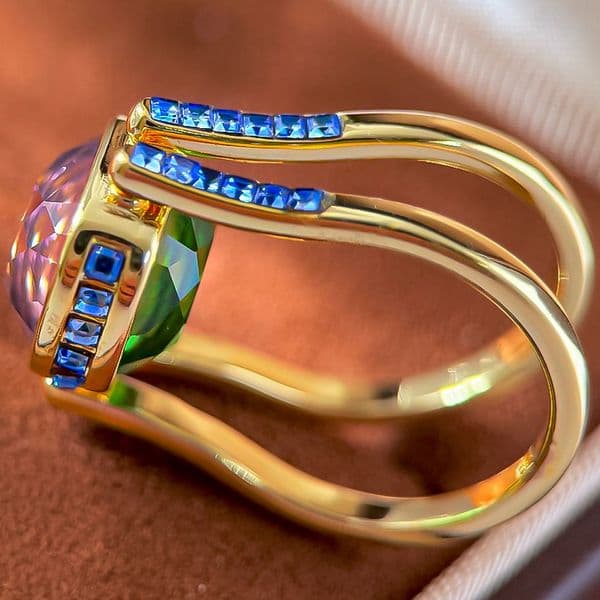 Ring Ring Women Colorful Gemstone Candy Cushion Cut Diamond Double Sided Bright Rings Luxury Jewlery Designer for Women Elegant Statement Gift Premium