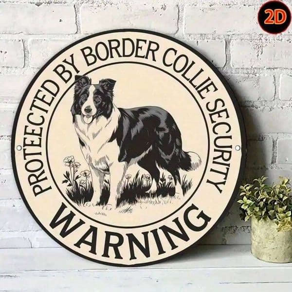 BMRD Vintage Metal Art, Border Collie Dog Retro Aluminum Sign for Home Bar Decor, 2D Flat Outdoor Wall Decor 26Y0507