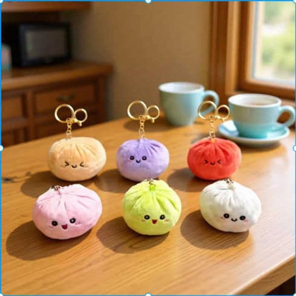 Cartoon bun plush toy stress-relief squeeze doll small pendant keychain bag decoration doll S260506