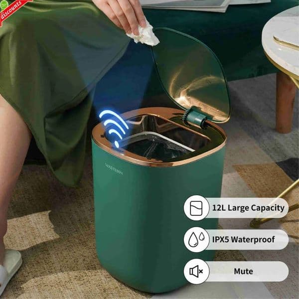 Luxury Designer Decor Upgrade Smart Sensor Garbage Bathroom Automatic Trash room Can 12L Luxury Induction Wastebasket For Kitchen Toilet Cle 11