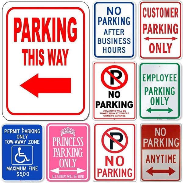 High Definition Tin Sign Assorted Traffic Warning Retro Metal Wall Art, No Employee Customer Parking Decor Plaqu 26Y0507