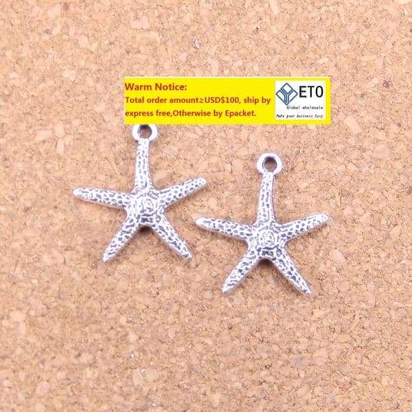 98pcs Antique Silver Bronze Plated starfish Charms Pendant DIY Necklace Bracelet Bangle Findings 20*18mm Tax Duty Free HJ