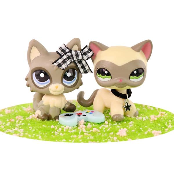 2 pcs LPS Toys Little Pet Figure Wolf Cat 1953 Shorthair Cat 1116 Collect Kid Gift