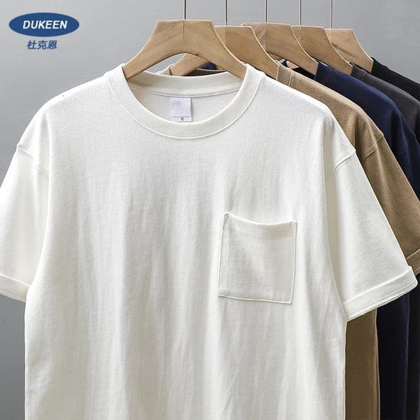 Dukeen 320gsm Heavy Short-Sleeved T-Shirt Mens Summer Vintage Half-Sleeve Pure Cotton Tees White Tops for Unisex 260507