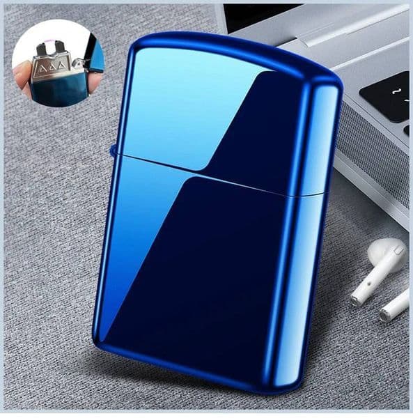 Blue Electroplating Metal Electric USB Rechargeable Arc Lighter Smoking Men Cigarette Accessories Gadget Smoker Gifts