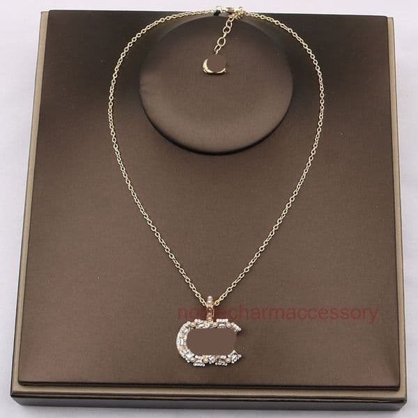 Channels CC Jewelry Necklaces white Plated 925 Silver Graduated Luxury Brand Designers Letters Geometric Famous Women Round Crystal Rhinestone Gold