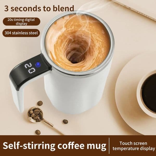 Magnetic Stirring Coffee Mug Electric Rechargeable Self Stirring Cup with LCD Thermometer for Milk Cocoa Office Kitchen Travel 260506