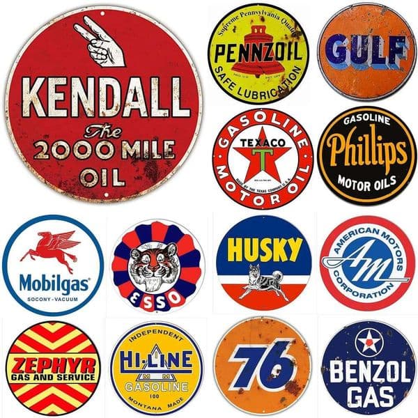 Vintage Retro Motor Oil Gas Round Metal Tin Sign Rustic Decor Wall Art Posters Funny Iron Painting For Home Bar Pub Cafe Garage 26Y0507