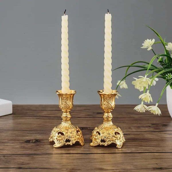 2Pcs Gold Silver Holder Europe Wedding Candle Stand God Candlesticks Metal Antiques Table Home Decoration 26W0507